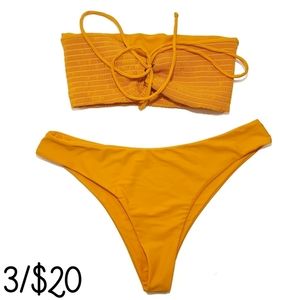 ZAFUL Mustard Yellow Scrunch Thong Bikini Swimsuit Large